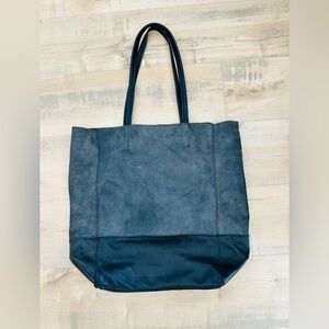 L’ARTIGIANO GENUINE LEATHER Black Dark Gray Leather Italy  Handmade Tote Bag